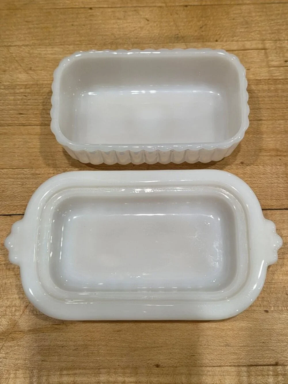 Vintage Westmoreland Old Quilt White Milk Glass Covered Butter Dish